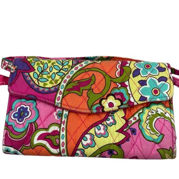 Vera Bradley Strap Wallet Pink Multicolor Quilted Cotton Crossbody Bag New With - Picture 7 of 7